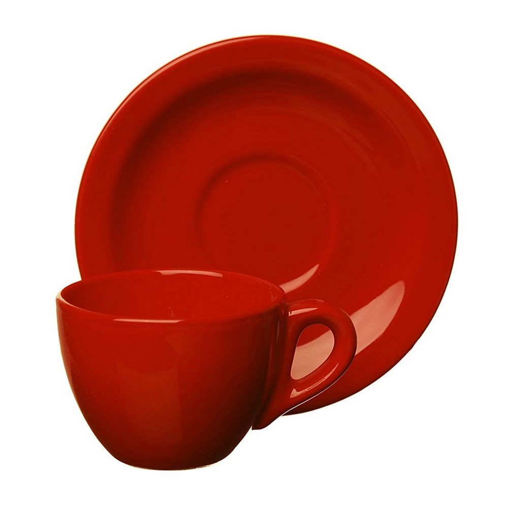 Acquista online Set 6 Coffee cup red color with saucer mod. trendy Excelsa